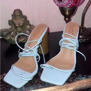 EGO Sky Blue Wrap Heels